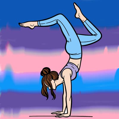 a woman doing a handstand