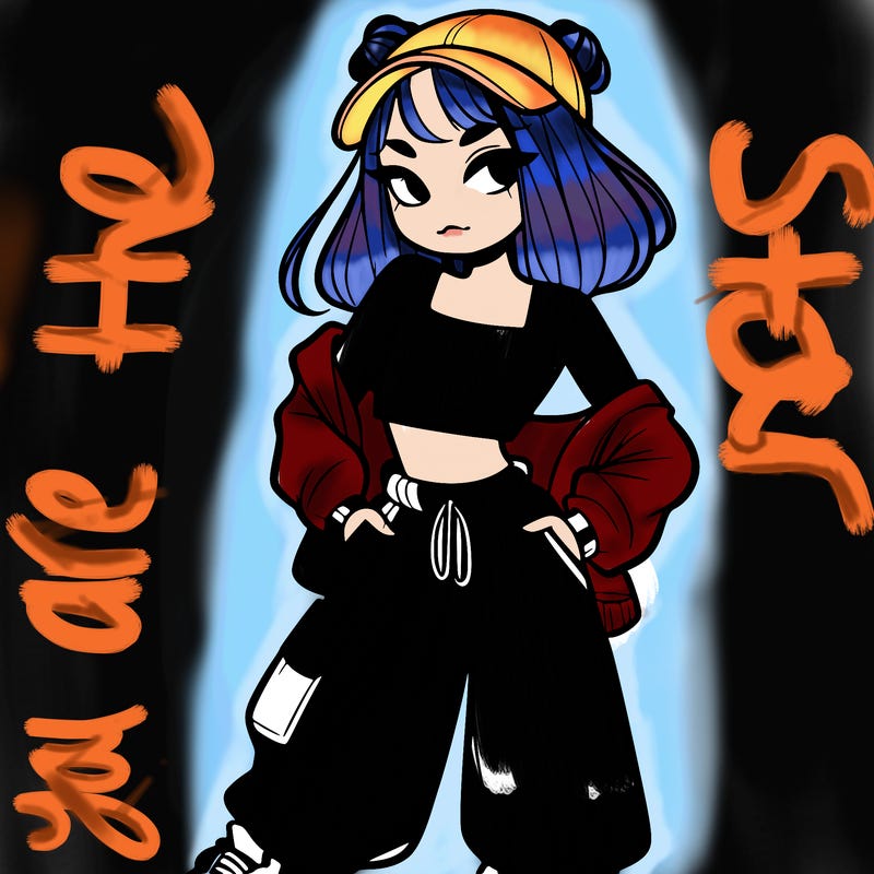 girl in crop top and baggy pants