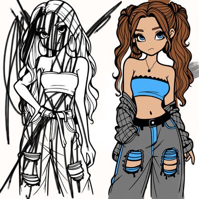 2 girls in crop tops and baggy jeans ripped