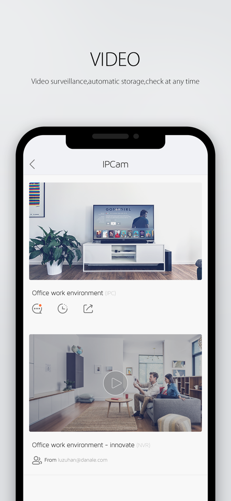Danale IoT - Danale IoT app screen showing live video surveillance feeds from IP and NVR cameras