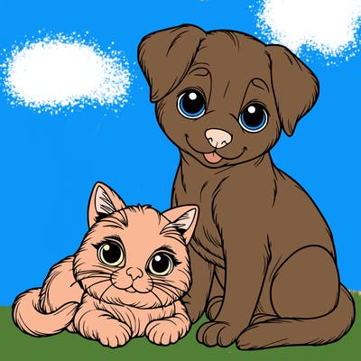 realistic cat and dog