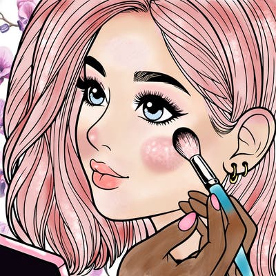 a realistic girl doing her makeup