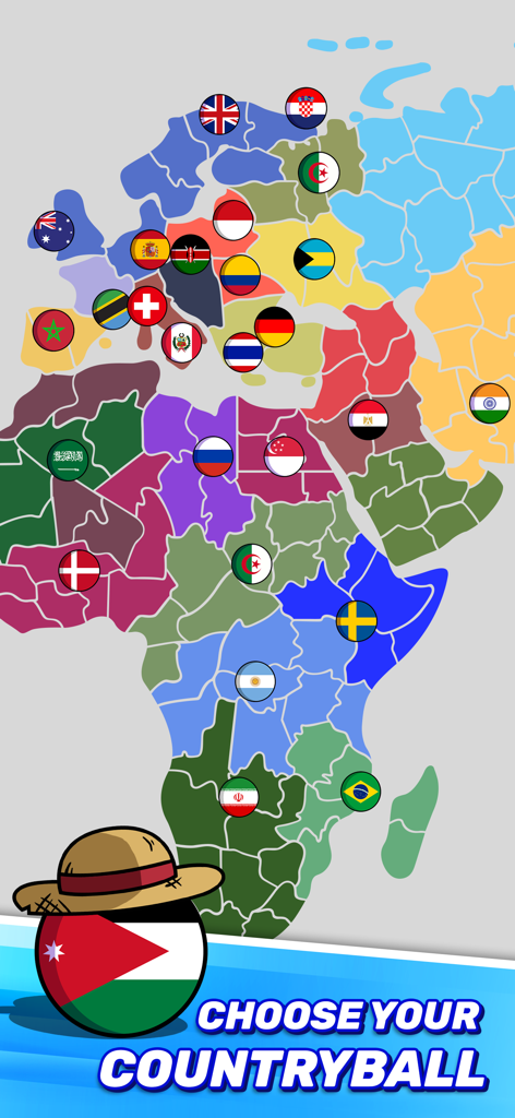 A strategic world map with countryballs and a choose your countryball prompt