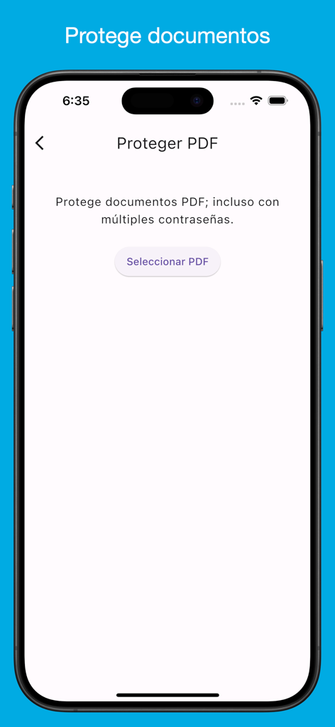 PDF Only - Editor de PDF - Interface of the PDF Only app showing the document protection and password feature