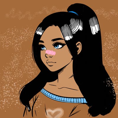 realistic girl with a high ponytail