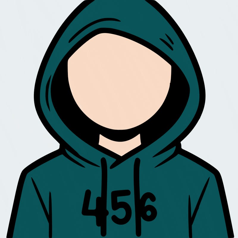 a person with non face waering a hoodie with a 456 symbol