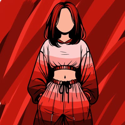 realistic girl faceless with baggy pants and a crop top