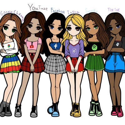 a group of girls realistic