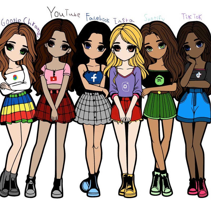 a group of girls realistic