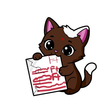 a small cat with a blank sheet of paper in its hand. the cat is sooooooo cute!