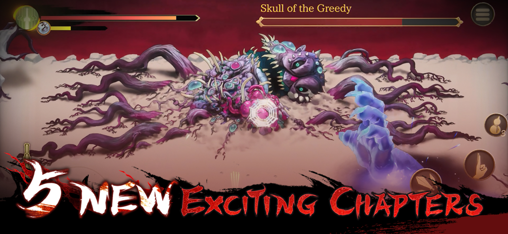 Warm Snow - Bosskampf gegen den Schädel des Gierigen im Dark-Fantasy-Roguelike-Spiel Warm Snow