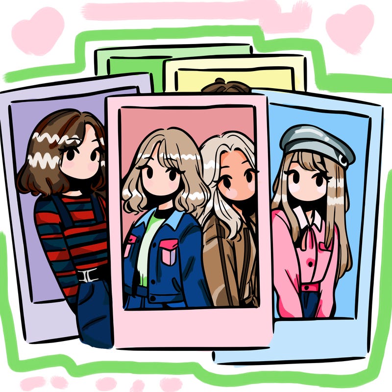 polaroid photo of 4 girls