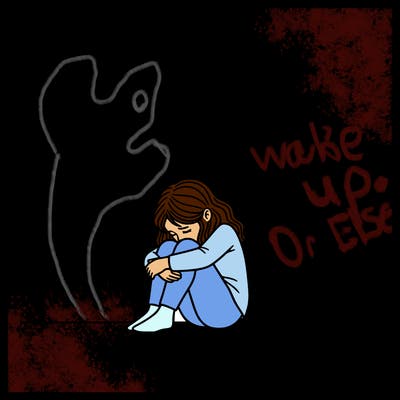 a detailed girl sitting and holding her knees , face in knees crying and nothing around her just blank