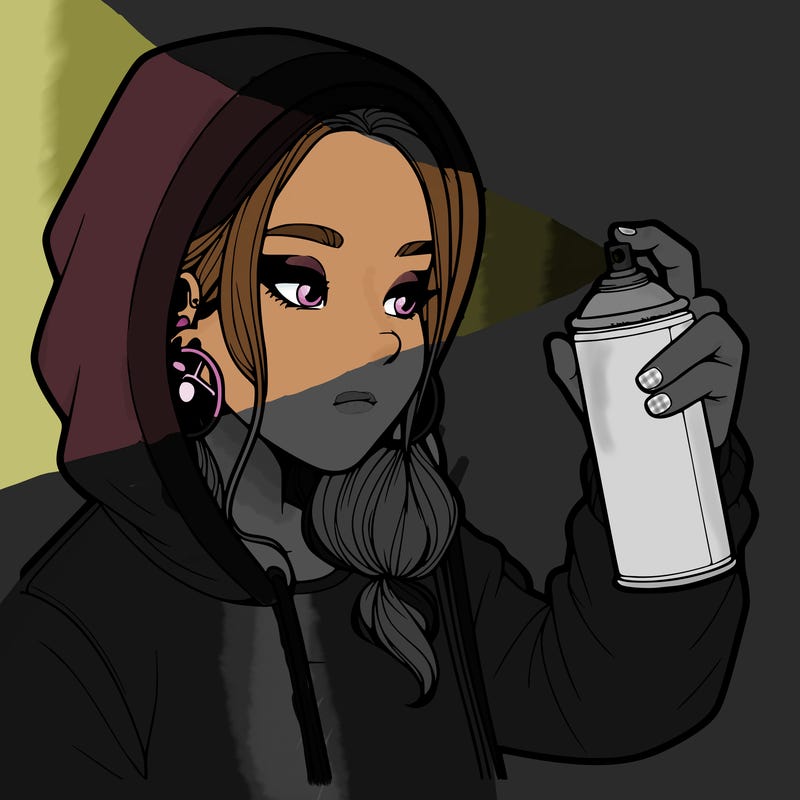 a realistic girl, spray painting