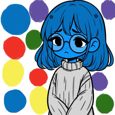 sad girl with glasses in a sweater
