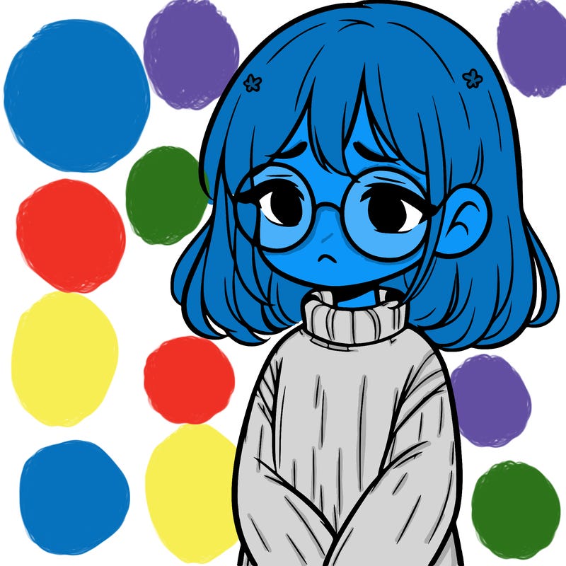 sad girl with glasses in a sweater