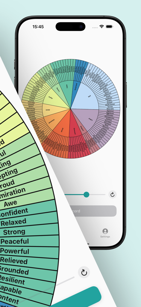 Feeling Wheel - Interactive color coded emotion wheel in the Feeling Wheel app