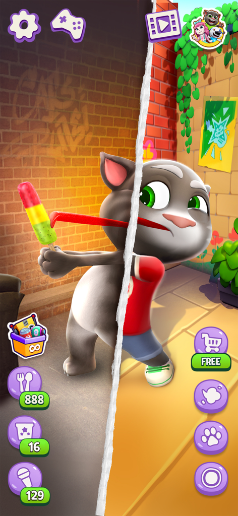 Talking Tom Cat - カラフルなアイスキャンディーを舐めるおしゃべりトミー