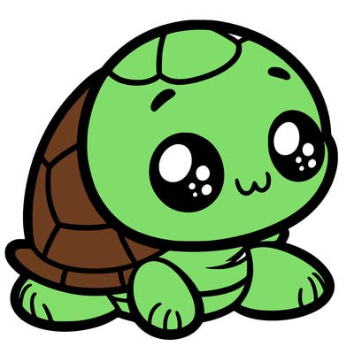 cute little animated turtle