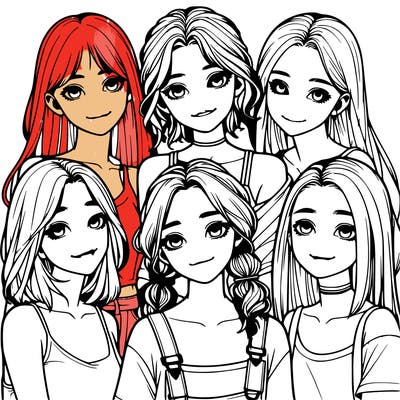 a group of girls realistic