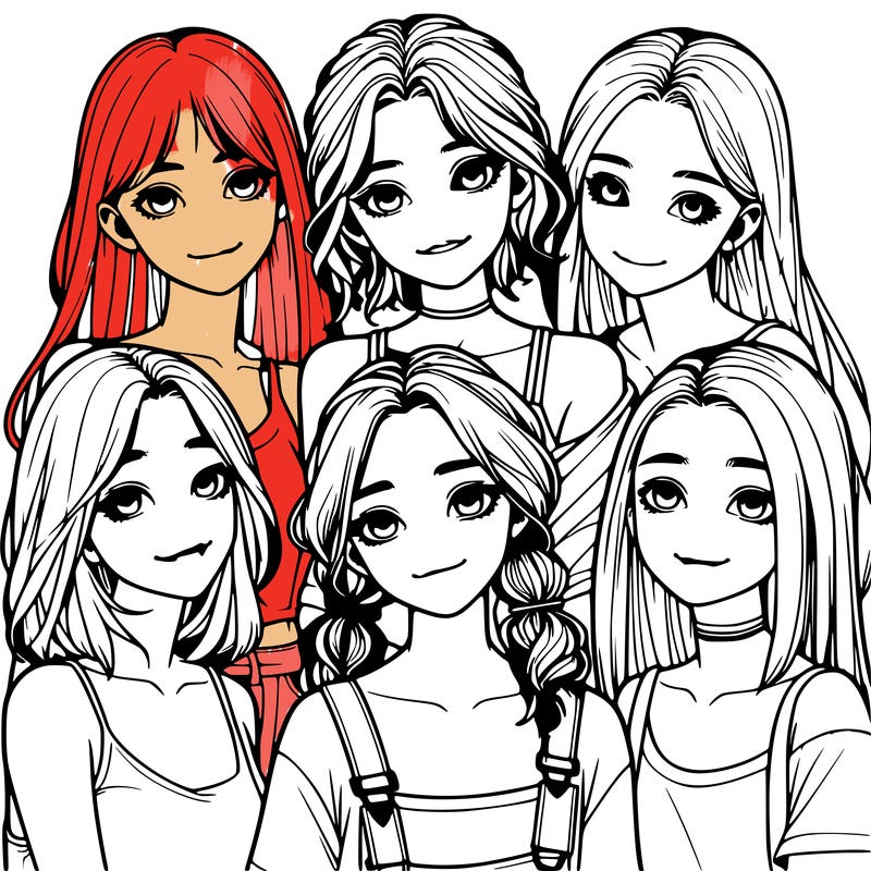 a group of girls realistic