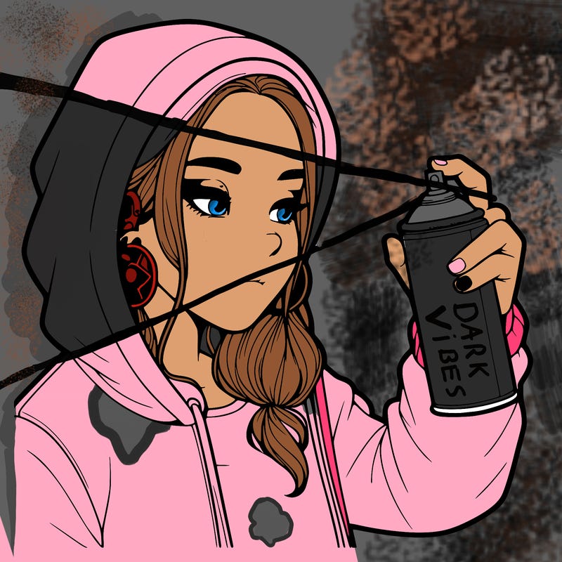 a realistic girl, spray painting