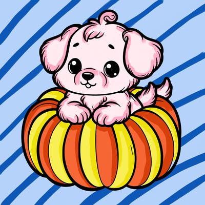 cute little puppy in a pumpkin