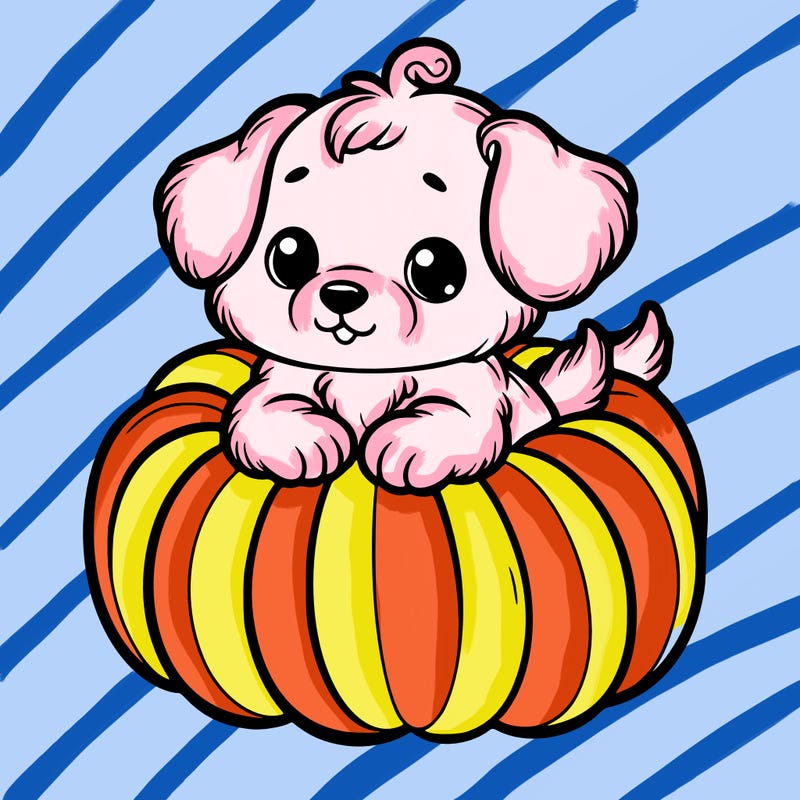 cute little puppy in a pumpkin
