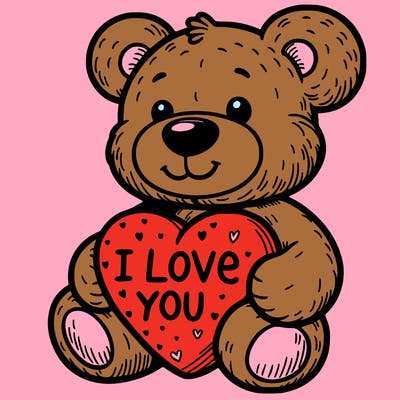 teddy bear holding an i love you heart