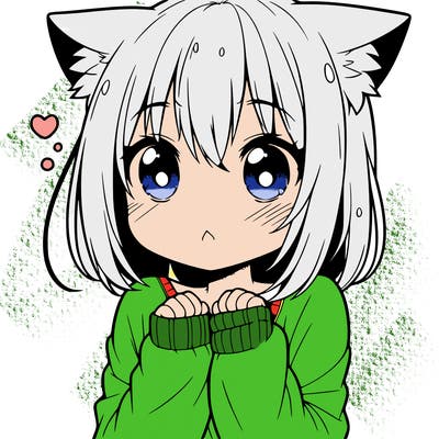 shy anime catgirl