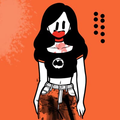 girl with a crop top and jeans