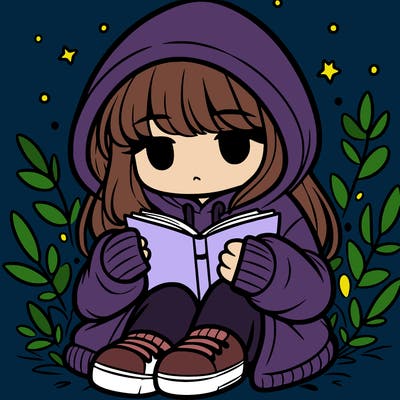 girl in oversized hoodie reading a book