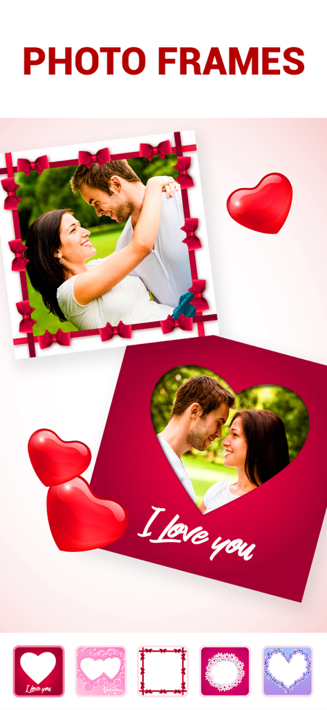Love Collage Maker & Editor - Love Collage Maker app featuring romantic photo frames and heart designs for couples.