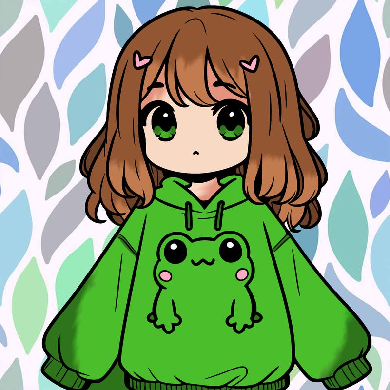girl wearing frogging sweatshirt
