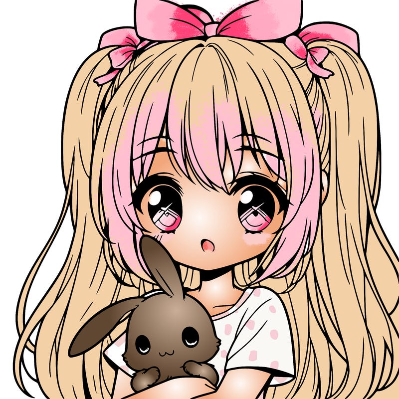 cute manga girl holding a bunny