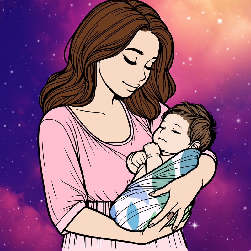 mother holding baby realistic