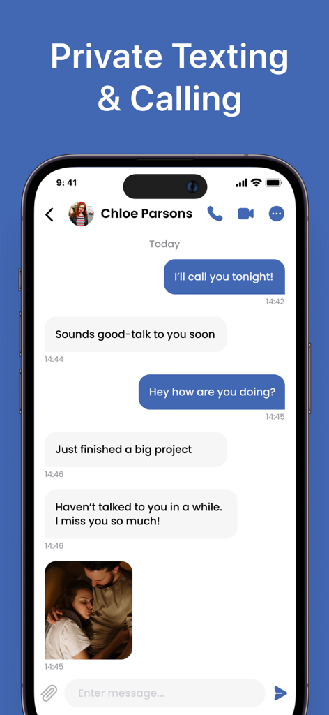 Text App: Calling+Texting Now - Smartphone screen displaying private texting and calling interface in the Text App