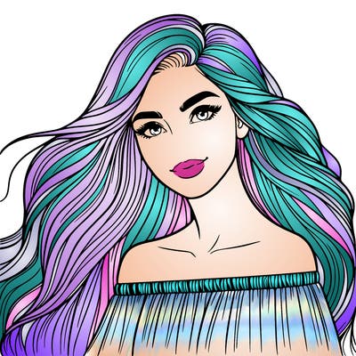 realistic beautiful woman with long hair