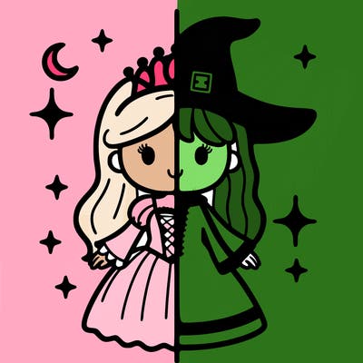 split princess and witch