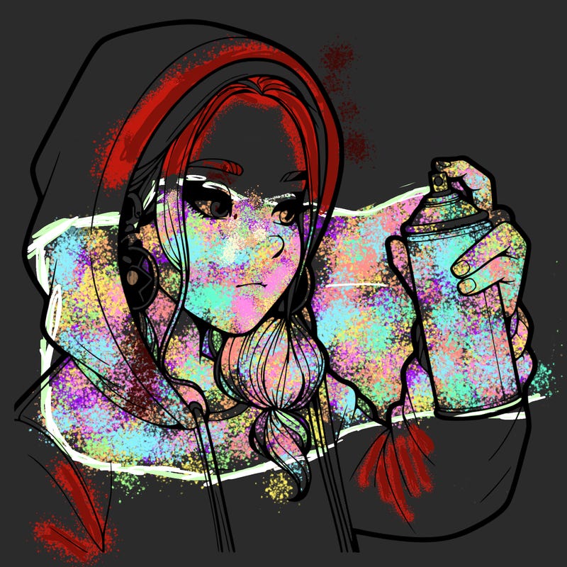 a realistic girl, spray painting