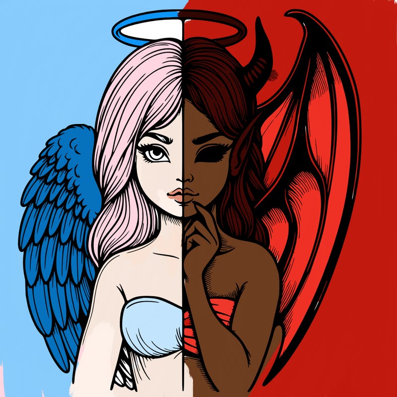 realistic angel half demon