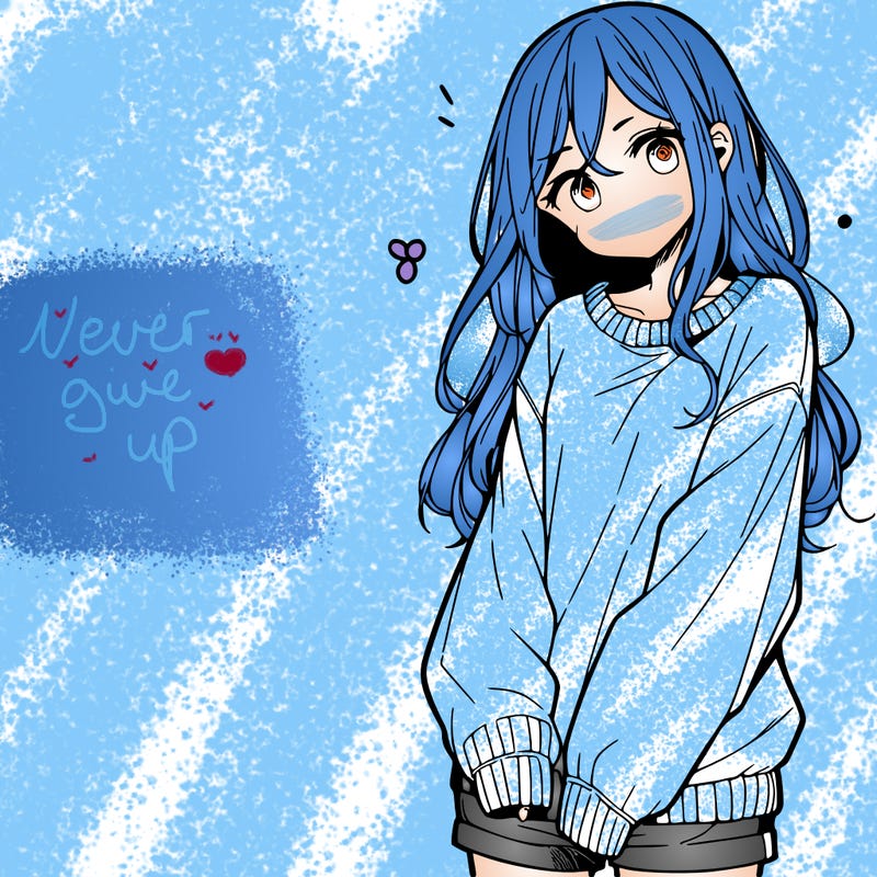 manga teen girl  in a sweater and baggy pants