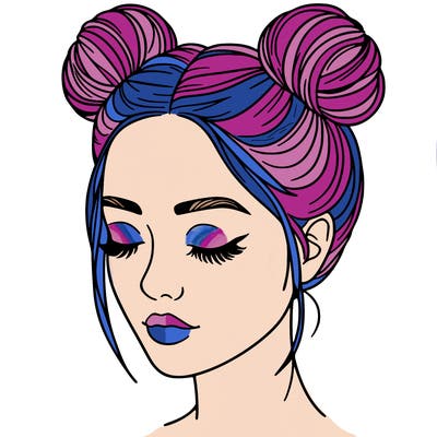 woman with hair buns