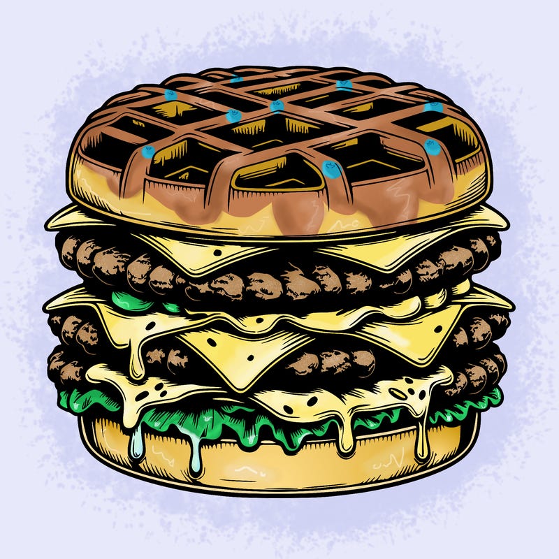 realistic waffle burger