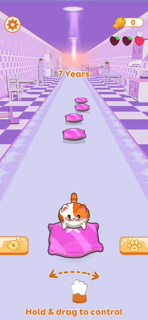Cats HOP - Cute orange cat jumping on pink pillows in a music rhythm game