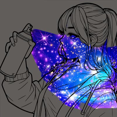 a realistic girl spray, painting