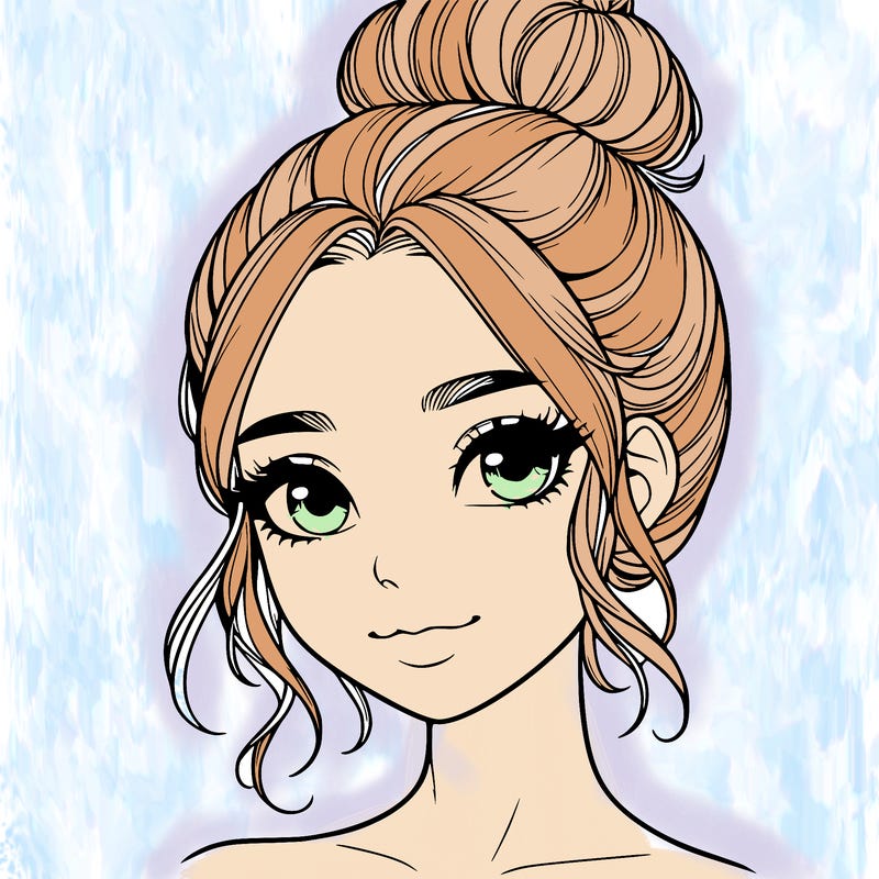 realistic pretty girl with hair in bun