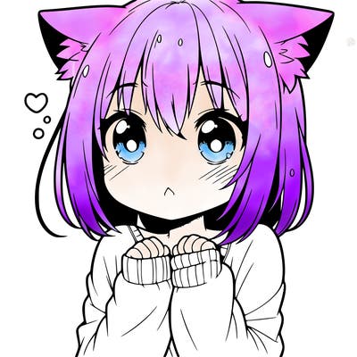 shy anime catgirl