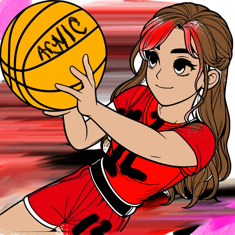realistic girl playing basketball