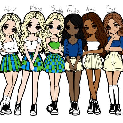 a group of girls realistic